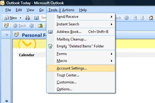 Setup A New Account Microsoft Outlook 2007